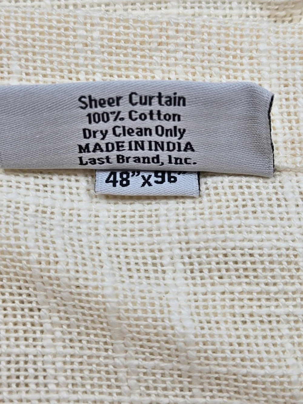NWT QUINCE Set Of 2 48x96 Cotton Sheer Curtains Ivory 9750